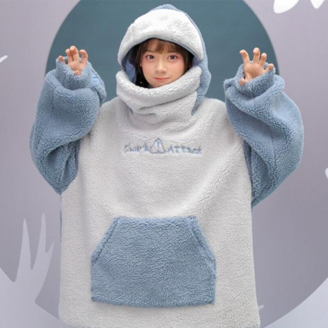 特大サメフード付きパーカー 2023ベストセラー ポケット付き